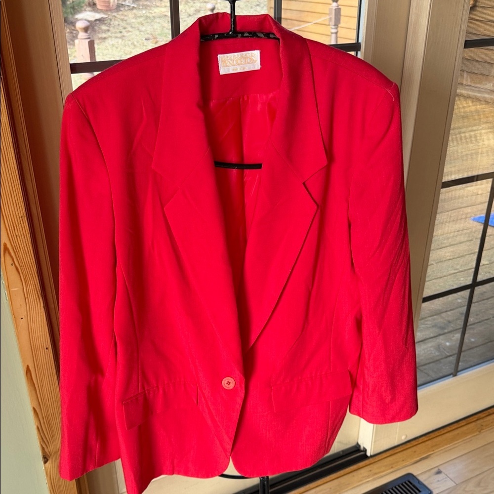 Pendleton Sophisticate Vintage Bright Red Lined Sz 14 Blazer Single-Button